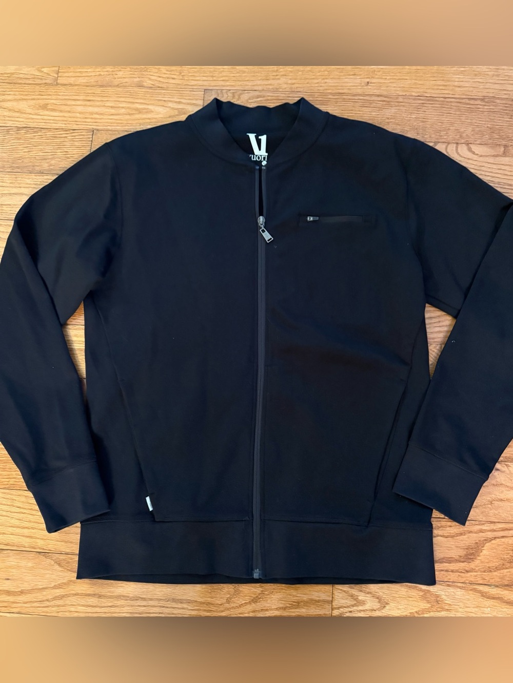 Vuori Performance Bomber Jacket Mens Large Black Cotton Blend Full Zip